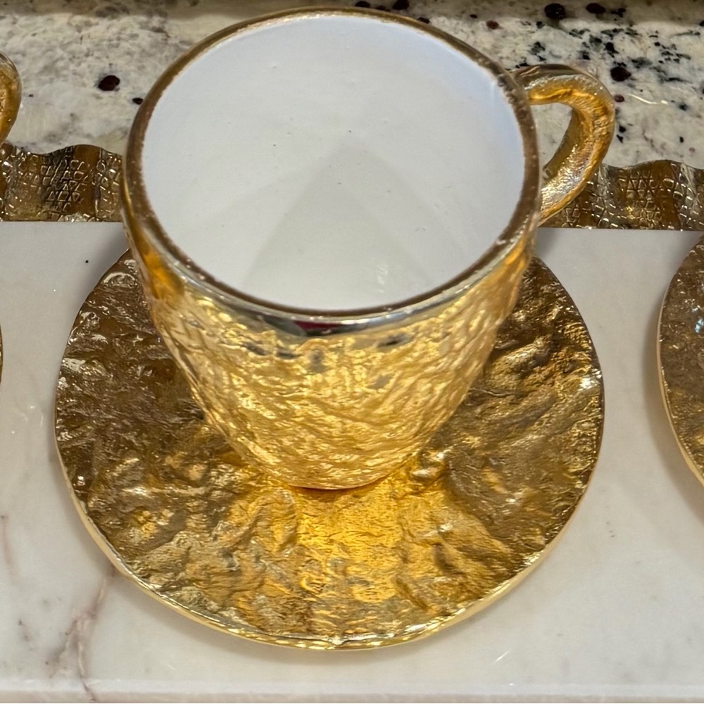Gold Textured Cup and Saucer Set